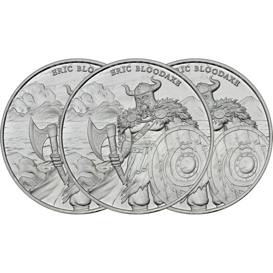 Eric Bloodaxe Legendary Warriors Series 1oz .999 Silver Medallion 3pc