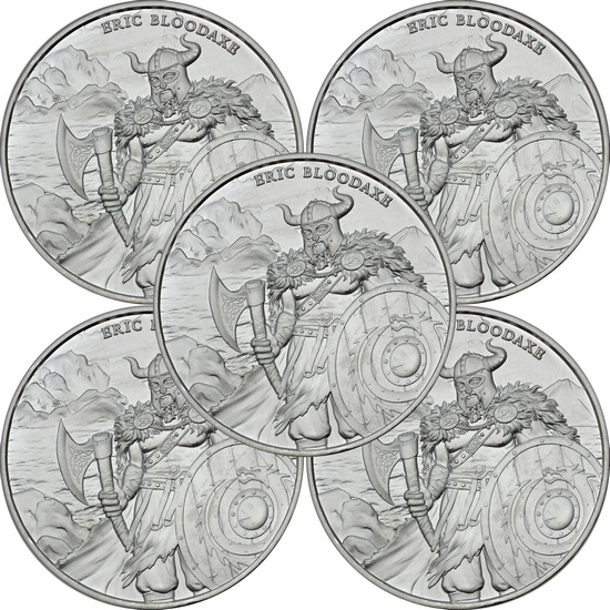 Eric Bloodaxe Legendary Warriors Series 1oz .999 Silver Medallion 5pc