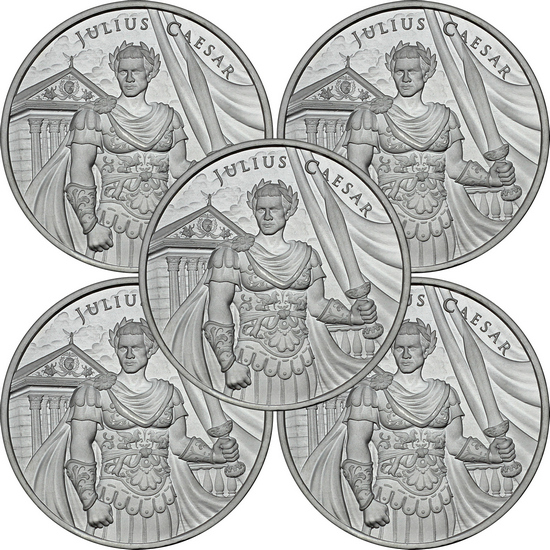 Julius Caesar Legendary Warriors Series 1oz .999 Silver Medallion 5pc