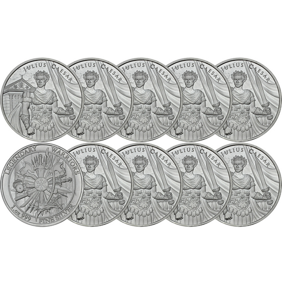 Julius Caesar Legendary Warriors Series 1oz .999 Silver Medallion 10pc