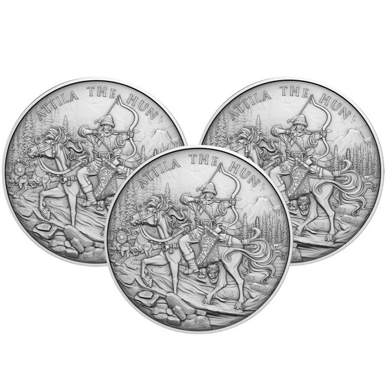 Attila The Hun Legendary Warriors Series Silver 1oz .999 Medallion 3pc