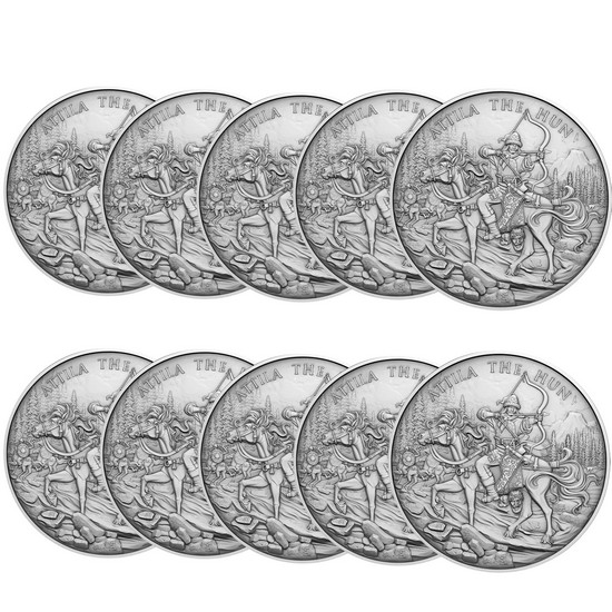 Attila The Hun Legendary Warriors Series Silver 1oz .999 Medallion 10pc