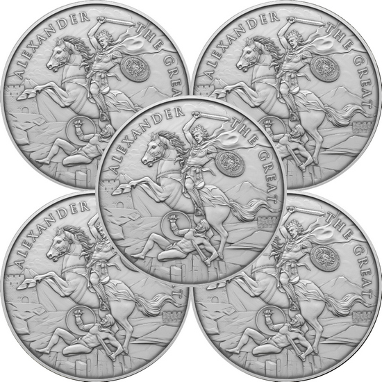 Alexander the Great Legendary Warriors Series 1oz .999 Silver Medallion 5pc