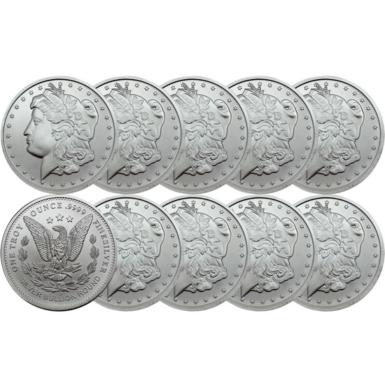 Morgan Dollar Replica 1oz .9999 Silver Medallion 10pc