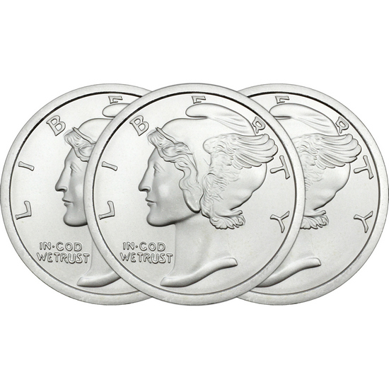 Mercury Dime Replica 2oz .999 Silver Medallion 3pc