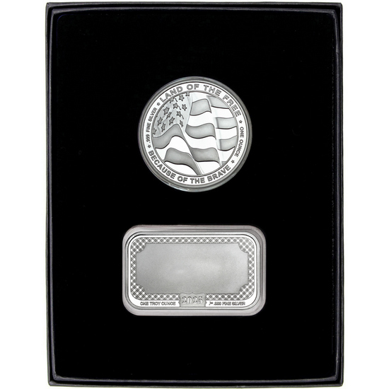 US Army Silver Medallion and Happy Retirement Silver Bar 2pc Gift Set US Army Silver Medallion and Happy Retirement Silver Bar 2pc Gift Set