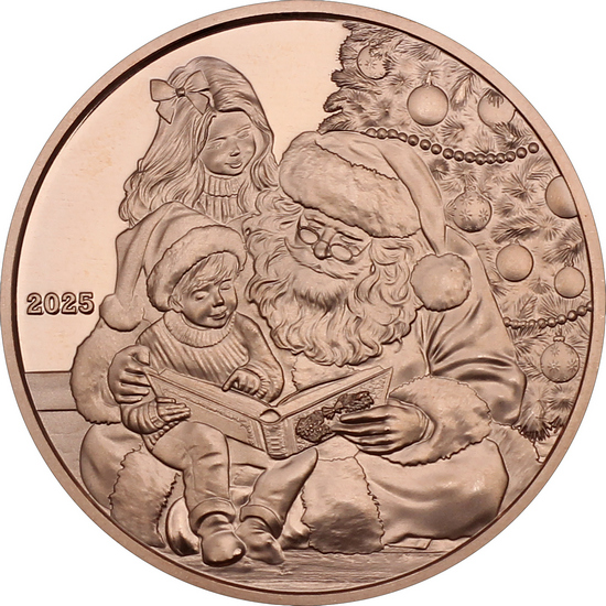 2025 Storytime with Santa Copper Medallion with Ornament Capsule and Red Pouch 2025 Storytime with Santa Copper Medallion with Ornament Capsule and Red Pouch