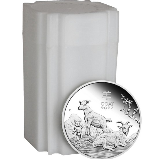 2027 P $1 Australia Lunar Series III 1oz Silver Year of the Goat BU Coin 20pc Roll