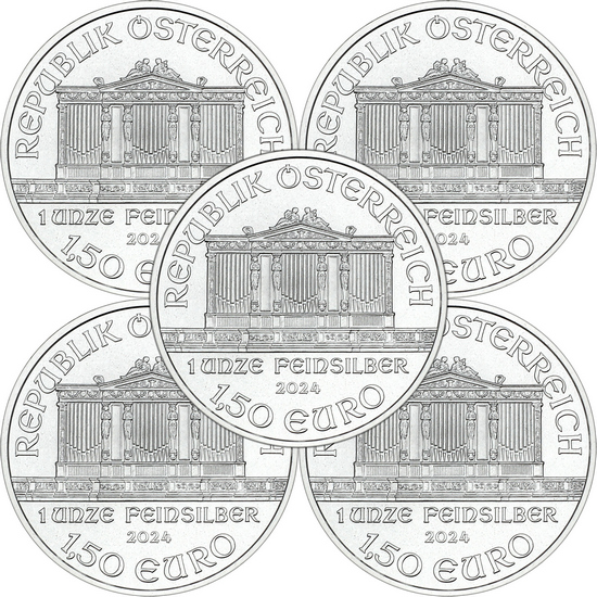 2024 Austria Silver Philharmonic 1oz BU Coin 5pc
