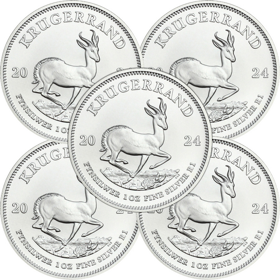 2024 South Africa Silver Krugerrand 1oz BU Coin 5pc