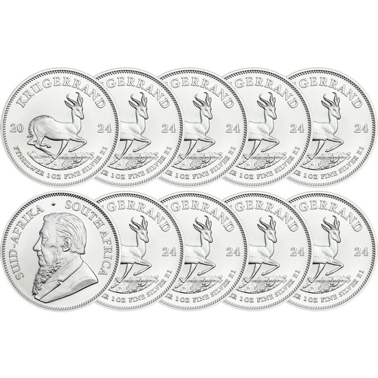 2024 South Africa Silver Krugerrand 1oz BU Coin 10pc
