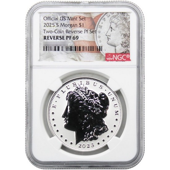 2025 S Morgan and Peace Silver Dollar Set Reverse PF69 UC NGC Morgan/Peace Flag Label