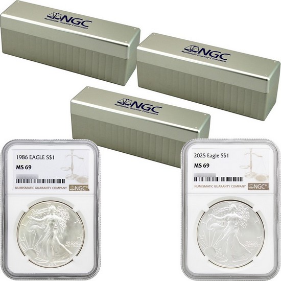 1986-2025 Silver American Eagle MS69 NGC Brown Label 41pc Set
