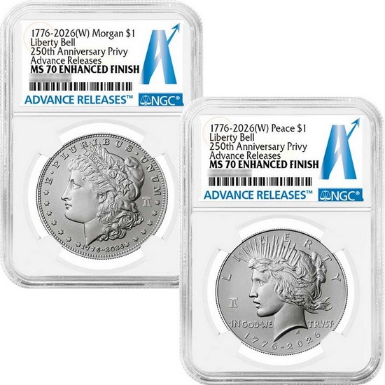 1776-2026 W Silver American Eagle Liberty Bell 250th Anniversary Privy Coin PF69 UC ER NGC Blue Label