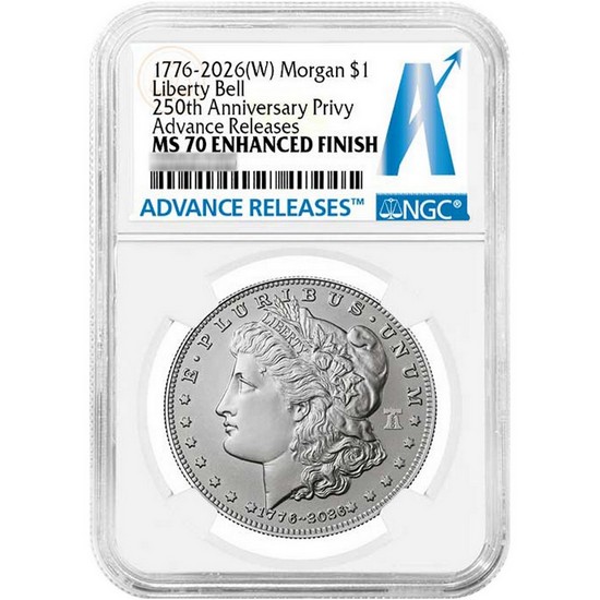 1776-2026 W Silver American Eagle Liberty Bell 250th Anniversary Privy Coin PF69 UC ER NGC Blue Label 1776-2026 W Silver American Eagle Liberty Bell 250th Anniversary Privy Coin PF69 UC ER NGC Blue Label