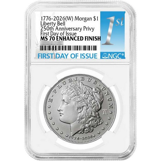 1776-2026 W Silver American Eagle Liberty Bell 250th Anniversary Privy Coin PF69 UC ER NGC Blue Label 1776-2026 W Silver American Eagle Liberty Bell 250th Anniversary Privy Coin PF69 UC ER NGC Blue Label