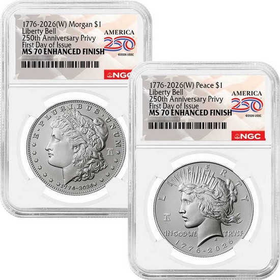 1776-2026 W Silver American Eagle Liberty Bell 250th Anniversary Privy Coin PF69 UC ER NGC Blue Label