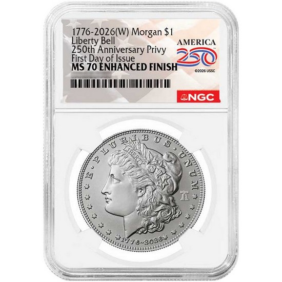 1776-2026 W Silver American Eagle Liberty Bell 250th Anniversary Privy Coin PF69 UC ER NGC Blue Label