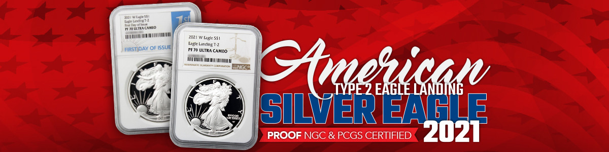 2021 Silver American Eagle Proof Eagle Landing Type 2 Reverse 2021 Silver American Eagle Proof Eagle Landing Type 2 Reverse