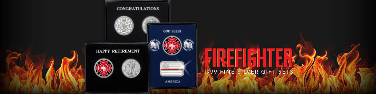 2 Piece SAE Gift Sets Themed Firefighter Fire Department Include 1 Special Occasion SilverTowne Silver Piece and a 2025 Silver American Eagle