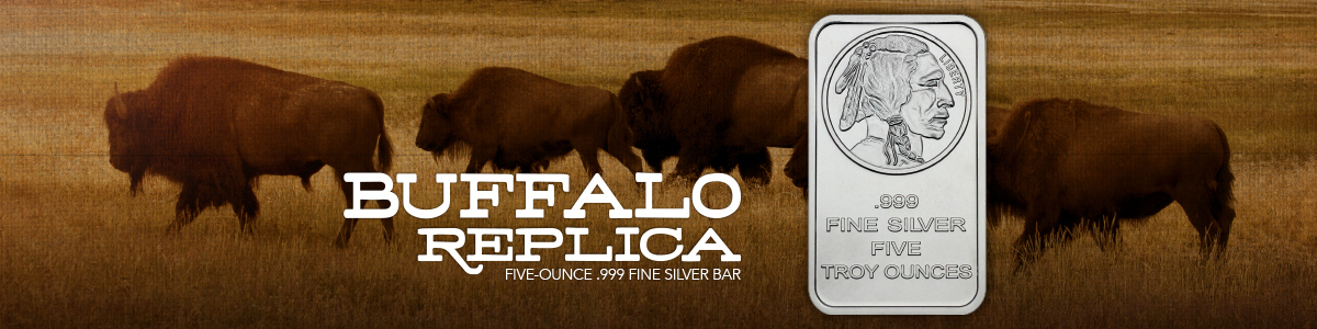 5 Troy Ounce Ounce Buffalo Replica Silver Bars