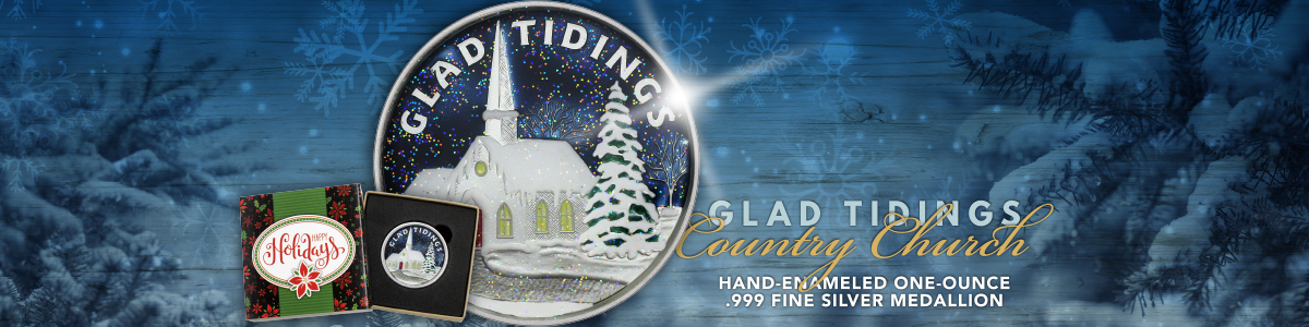 2025 Glad Tidings Country Church Silver Round Enameled Keepsake in Gift Box 2025 Glad Tidings Country Church Silver Round Enameled Keepsake in Gift Box