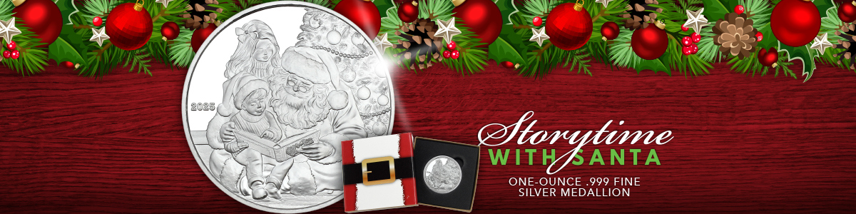 2025 Storytime with Santa 1oz .999 Silver Medallion in Holiday Gift Box 2025 Storytime with Santa 1oz .999 Silver Medallion in Gift Box – Keepsake Christmas Silver