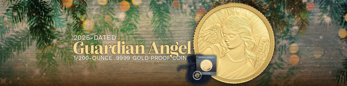 2025 Liberia Gold Proof Guardian Angel 1/200oz Coin in OGP