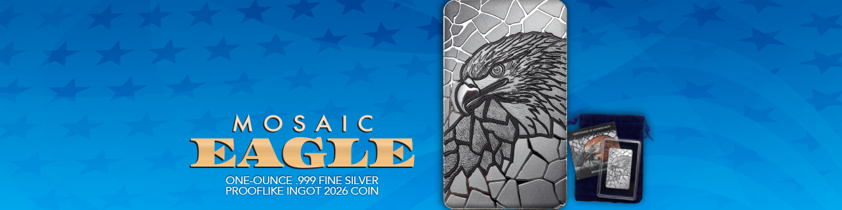 Coins and Bullion from Mints Around the World | 2026 Fiji Silver Mosaic Eagle Proof-like Coin in OGP