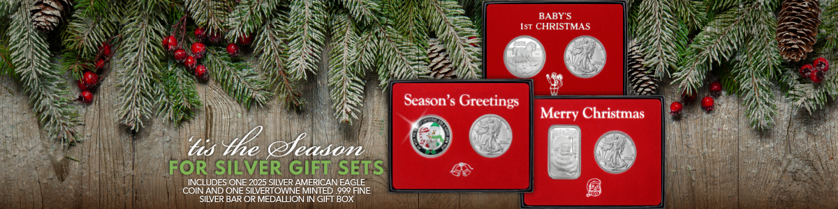 Christmas Coin Gift Sets Include 1 Special Occasion SilverTowne Silver Piece and a 2025 Silver American Eagle