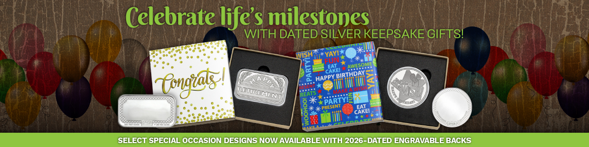 2025 Dated SilverTowne Minted Special Occasion 999 Silver Bullion Gifts