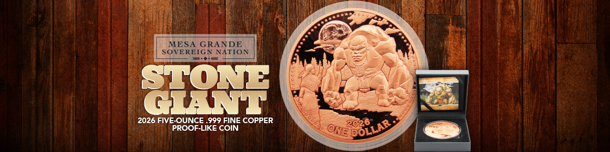 2026 Copper Mesa Grande Stone Giant 5oz Proof Like Coin in OGP