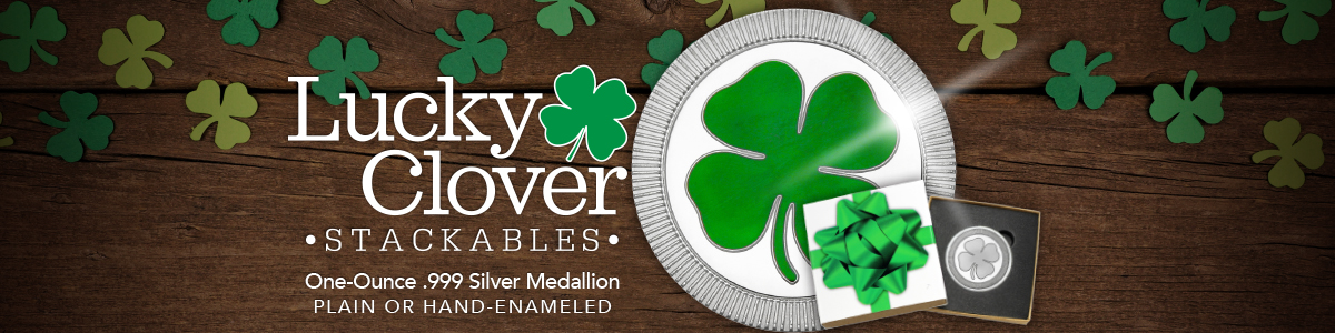 St. Patrick's Day 4-Leaf Clover Silver Rounds
