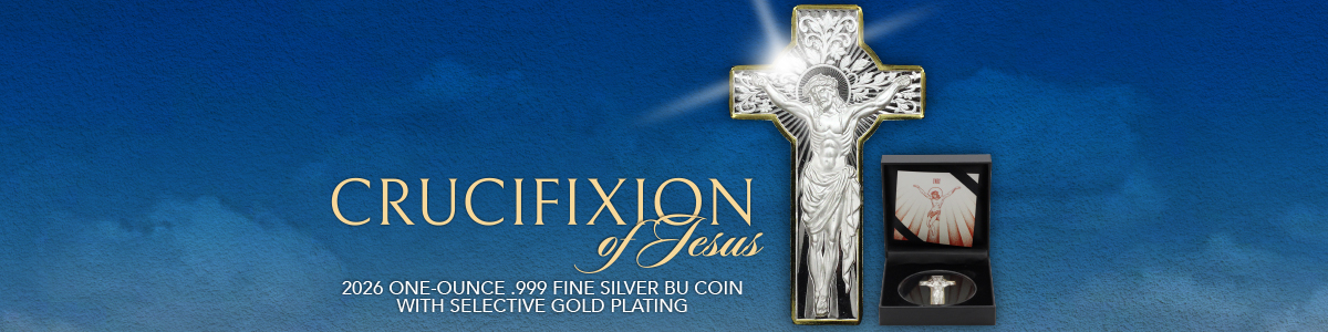 2026 Cameroon Gilded Silver Crucifix Shaped 1oz Ultra High Relief BU Coin OGP