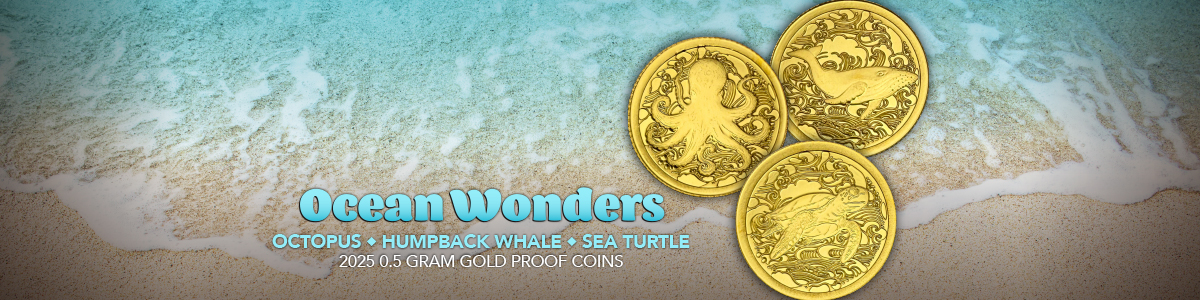 Brand New at SilverTowne: 2025 Ocean Wonder Series .5 Gram Proof Gold Coins