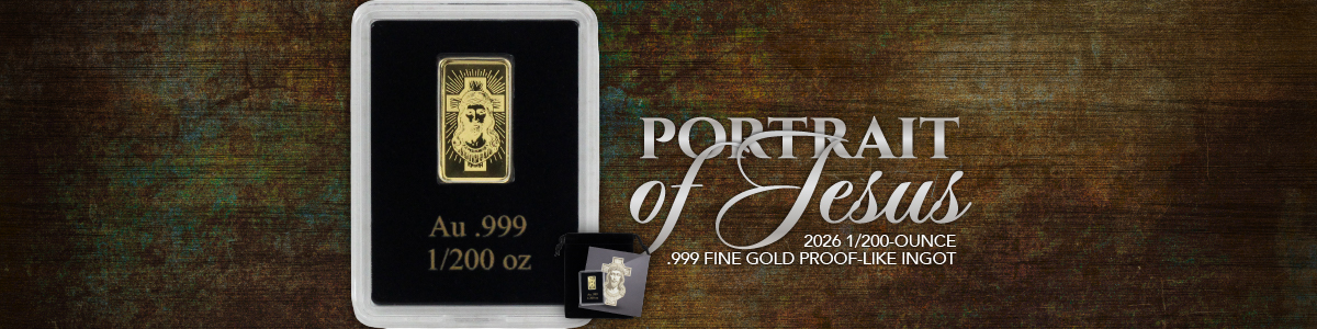 Unique Coins and Bullion from Mints Around the World | 2026 Liberia Gold Prooflike Portrait of Jesus 1/200oz Ingot in OGP