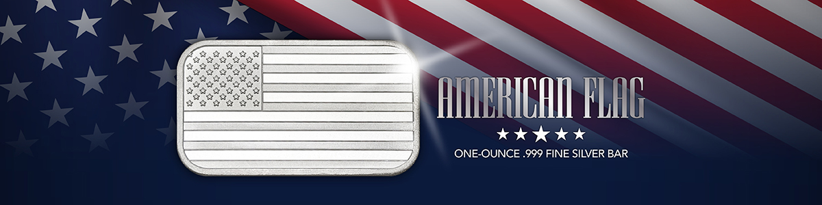 American Flag Silver Bullion 1 Ounce .999 Fine Silver Bars