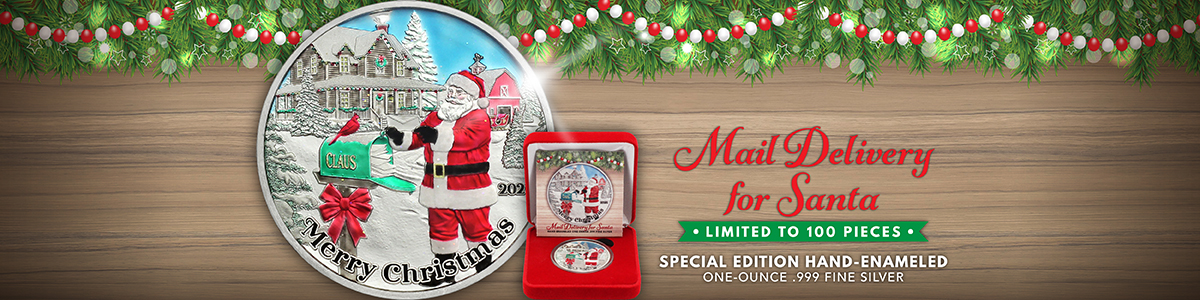 LIMITED SPECIAL EDITION: 2026 Santa Claus Mailbox Letters 1oz .999 Silver Medallion Enameled in Gift Box