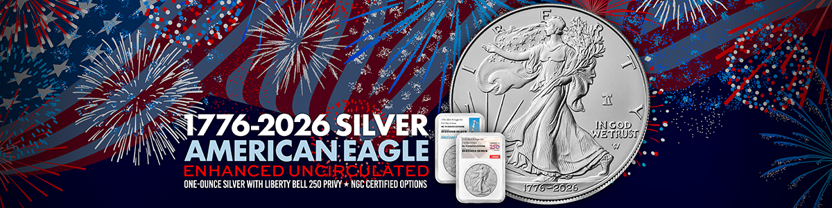 1776-2026 W Enhanced Uncirculated Silver Eagles with Liberty Bell Privy Bullion Coins