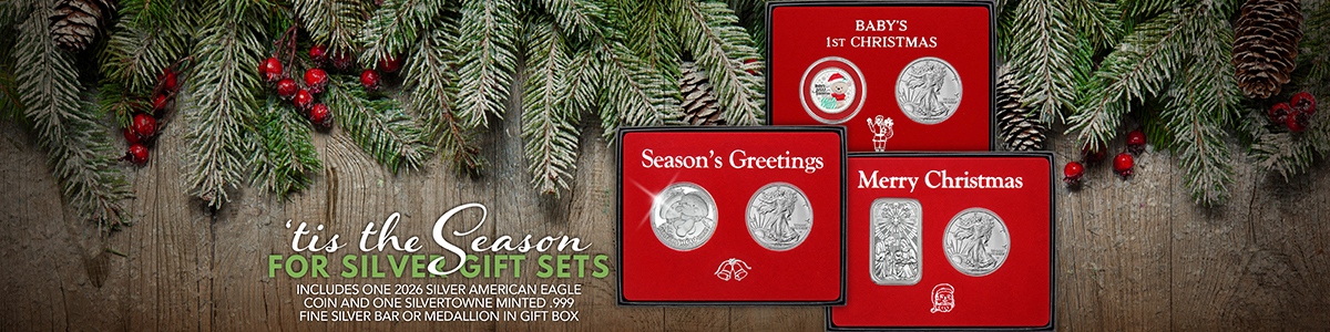 Christmas Coin Gift Sets Include 1 Special Occasion SilverTowne Silver Piece and a 2026 Silver American Eagle
