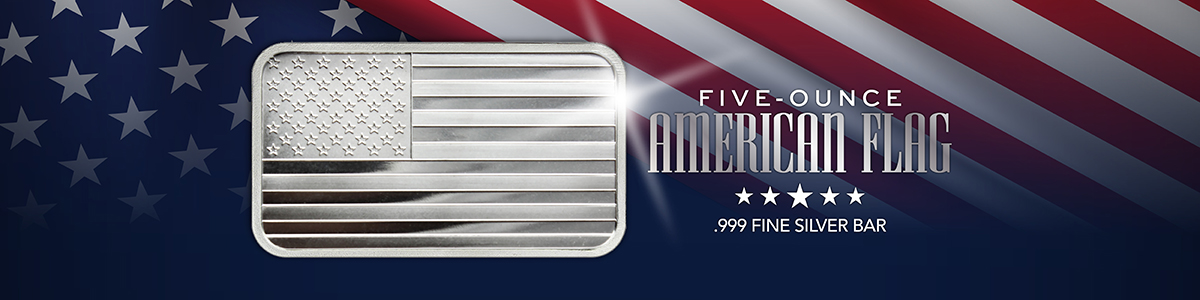 Flag Silver Bullion 5 Ounce .999 Fine Silver Bars