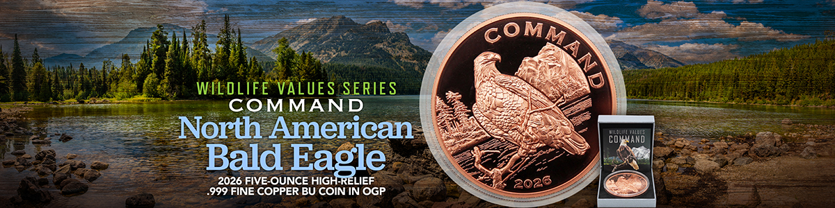 2026 Wildlife Value Series 5oz Copper High Relief North American Bald Eagle Command Coin