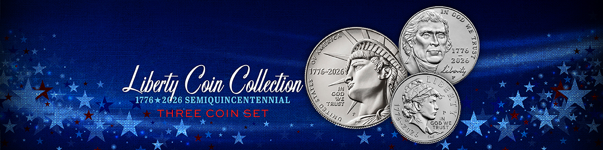 1776-2026 Semiquincentennial 250th Anniversary of America Liberty 3 Coin Collection