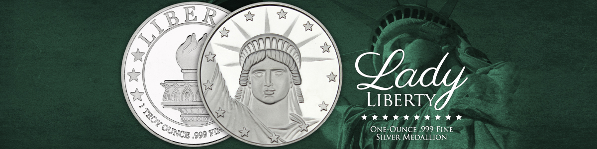 1 Troy Ounce Lady Liberty .999 Fine Silver