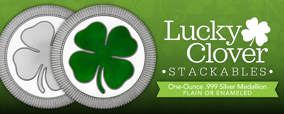 Stackable Silver Rounds Four Leaf Clover Designs Stackable Silver Rounds Four Leaf Clover Designs